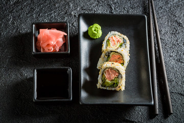 Enjoy your healthy with wasabi and soy sauce