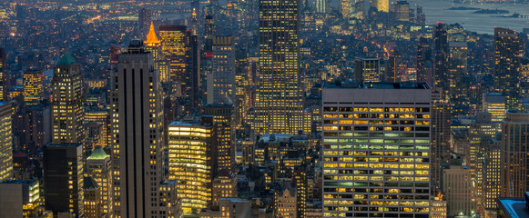 View of New York Manhattan during sunset hours