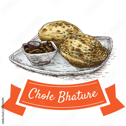 "Chole Bhature colorful illustration." Stock image and ...