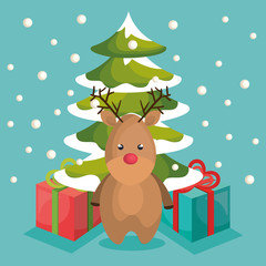 reindeer character christmas icon vector illustration design