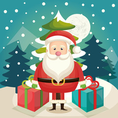 happy merry christmas santa claus character vector illustration design