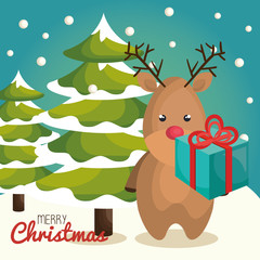 reindeer character christmas icon vector illustration design
