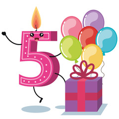 happy birthday candle number character vector illustration design