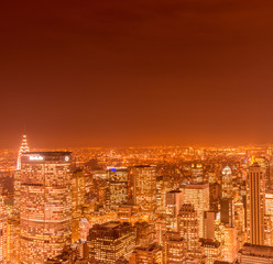 View of New York Manhattan during sunset hours