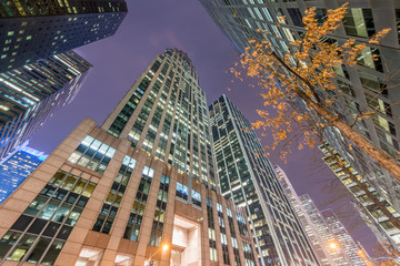 Night view of New York Manhattan during sunset