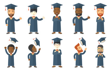 Vector set of graduate student characters.