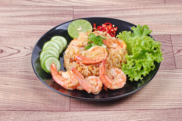 Fried rice with shrimp call Khao Pad Kong in Thai