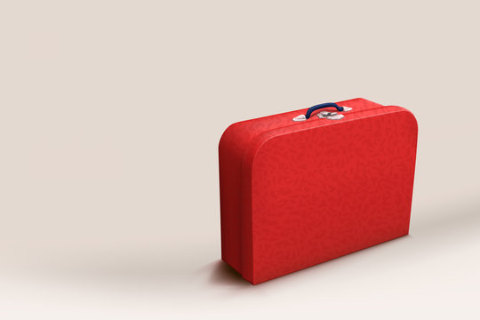 red suitcase on bright