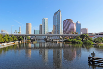 Partial skyline and USF Park in Tampa, Florida