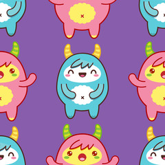 Seamless pattern with cute yeti. Vector illustration