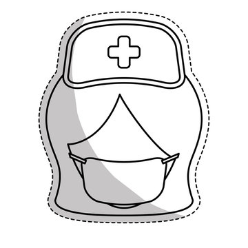 sticker of medical woman nurse icon over white background. vector illustration