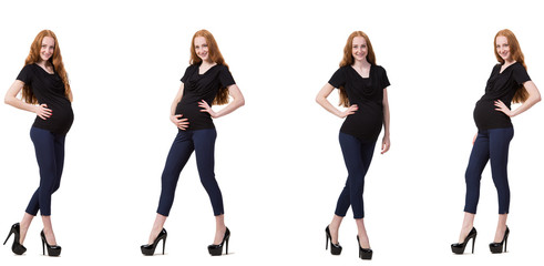 Fototapeta premium Pregnant woman in composite image isolated on white