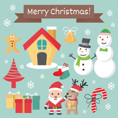 Christmas character set, Chirstmas cartoon collection,  vector illustration