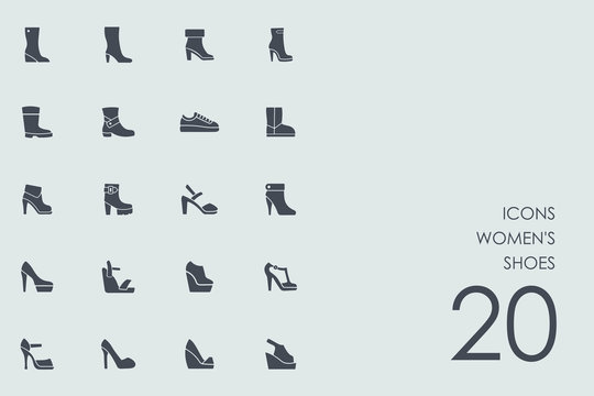 Set of women's shoes icons