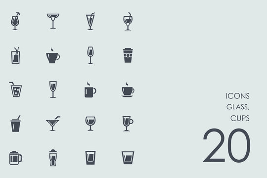 Set of glass, cups icons