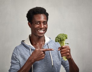 Black man with broccoli
