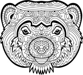 Monochrome drawing of a Wolverine with patterns. Line art