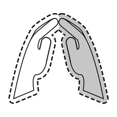 Obraz premium Human hand icon. Finger gesture palm and communication theme. Isolated design. Vector illustration