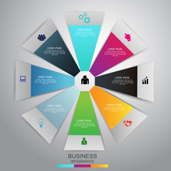 Infographic design template 8 options pie chart and business