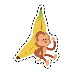 Monkey cartoon icon. Animal wildlife aple and wild theme. Isolated design. Vector illustration