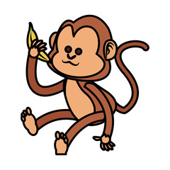 Obraz premium Monkey cartoon icon. Animal wildlife aple and wild theme. Isolated design. Vector illustration