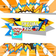 Vector Special Price banner with comic book effect.