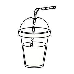 Drink glass with drinking straw icon. Beverage restaurant menu and refreshment theme. Isolated design. Vector illustration