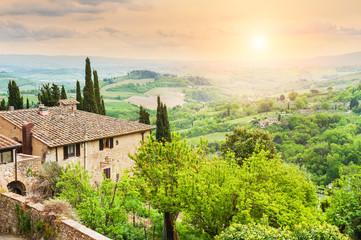 Medieval town San Gimignano in Tuscany, Italy - obrazy, fototapety, plakaty