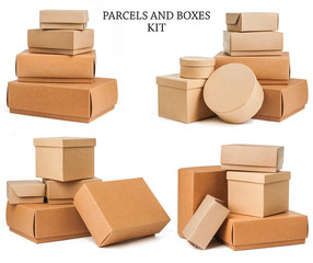 Set boxes isolated on white background