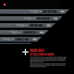 Futuristic corporate chart template on black background. Useful for presentations and marketing media.