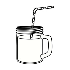 Drink glass with drinking straw icon. Beverage restaurant menu and refreshment theme. Isolated design. Vector illustration