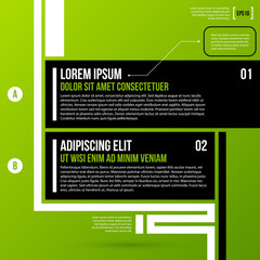 Options template on fresh green background. Flat style.