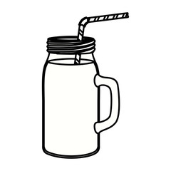 Drink glass with drinking straw icon. Beverage restaurant menu and refreshment theme. Isolated design. Vector illustration