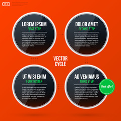 Corporate business banners and options template on bright orange background. Useful for presentations and advertising.