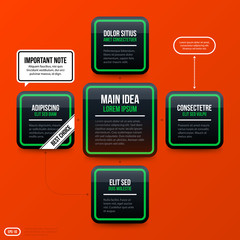 Corporate business banners and options template on bright orange background. Useful for presentations and advertising.