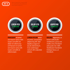 Corporate business banners and options template on bright orange background. Useful for presentations and advertising.