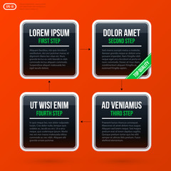 Corporate business banners and options template on bright orange background. Useful for presentations and advertising.