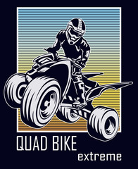 Quad bike extreme vector illustration for t-shirt print.