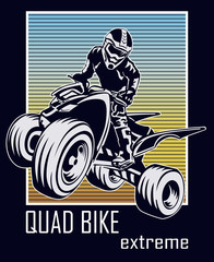 Quad bike extreme vector illustration for t-shirt print.