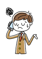 電話：男子学生、残念、がっかりする
