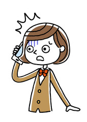電話：女子学生、驚く、不安
