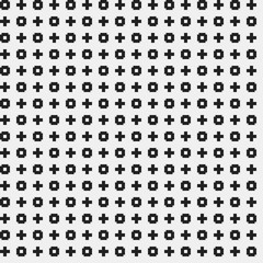 Simple pixelated pattern with monochrome geometric shapes. Useful for textile and interior design. Strict neutral style.