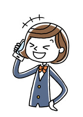 電話：女子学生、笑う
