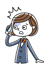 電話：女子学生、驚く、不安
