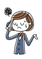 電話：女子学生、残念、がっかり
