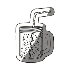 Obraz premium Drink glass with drinking straw icon. Beverage restaurant menu and refreshment theme. Isolated design. Vector illustration