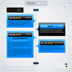 Fototapeta premium Modern timeline template. Futuristic techno business style. Useful for annual reports, presentations and advertising.