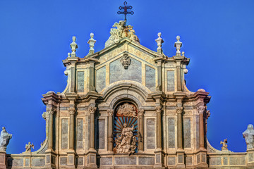 Fototapeta premium Facade of Cathedral of Santa Agatha, Catania duomo in Catania in Sicily, Italy.