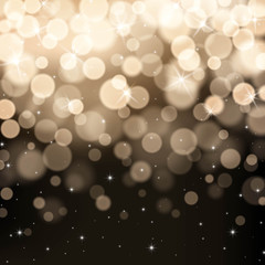 Black and gold defocused bokeh lights background Vector