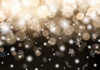 Christmas background with falling snowfall and snowflakes Vector